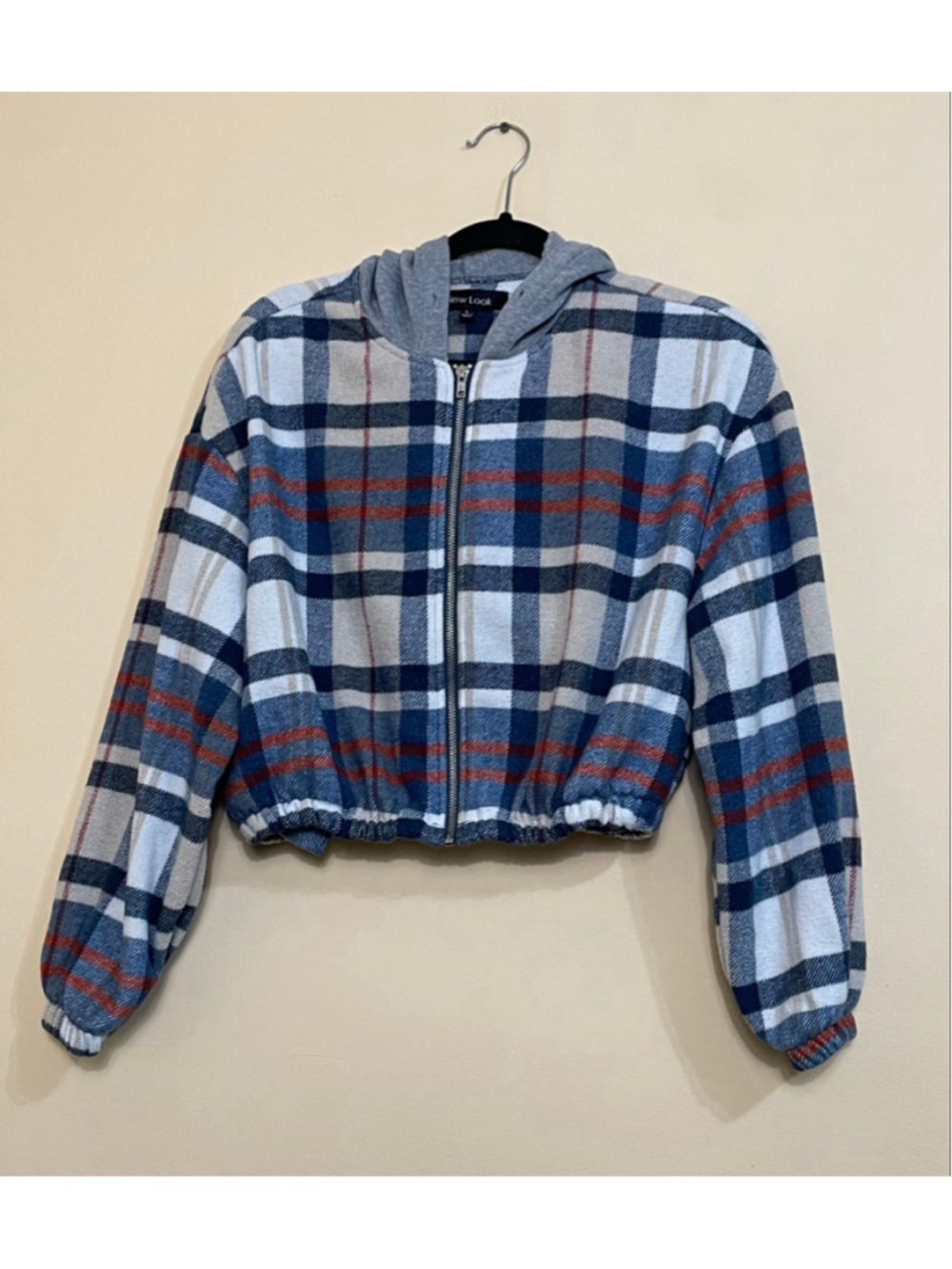 Women’s New look plaid cropped jacket Large Retro Y2K - Picture 2 of 6